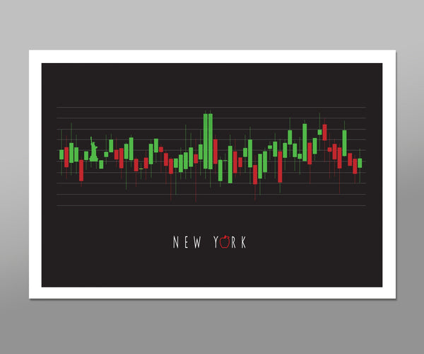 Minimalist New York City Stock Chart Poster - 13x19 16x24 or 24x36 Inches - Print 485 - Office Decor
