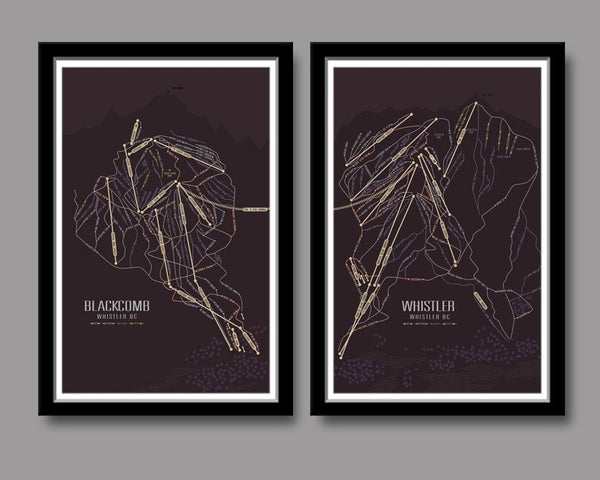 Whistler Blackcomb Minimalist Art - Ski Art - Home Decor - 13x19 or 24x36 Inch - Home Decor