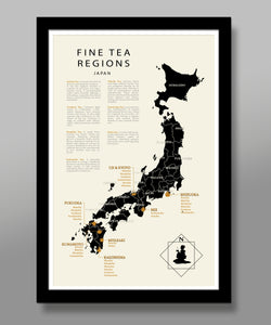 Japanese Tea Regions - Japan Map - 13x19, 16x24 or 24x36 Inches - Home Decor