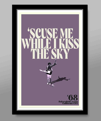 Jimi Hendrix Tribute Poster - Vintage Rock Art - 13x19, 16x24 or 24x36 Inches