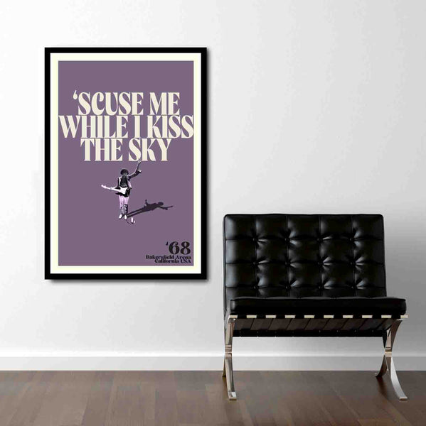 Jimi Hendrix Tribute Poster - Vintage Rock Art - 13x19, 16x24 or 24x36 Inches