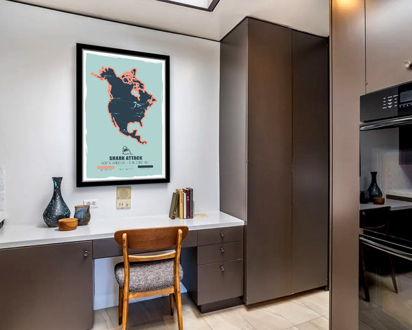 Shark Attack Safety Zone Map - Home Decor