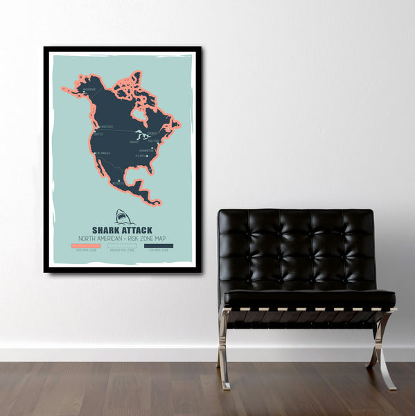Shark Attack Safety Zone Map - Home Decor