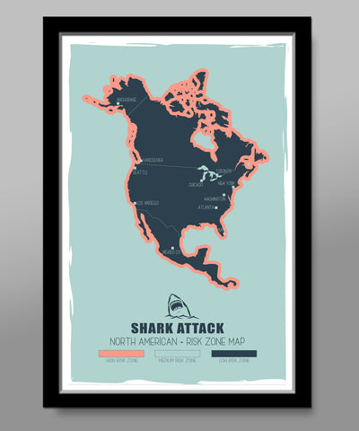 Shark Attack Safety Zone Map - Home Decor
