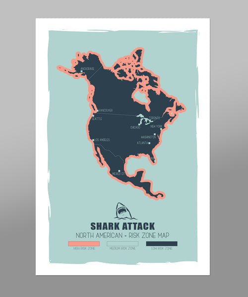 Shark Attack Safety Zone Map - Home Decor