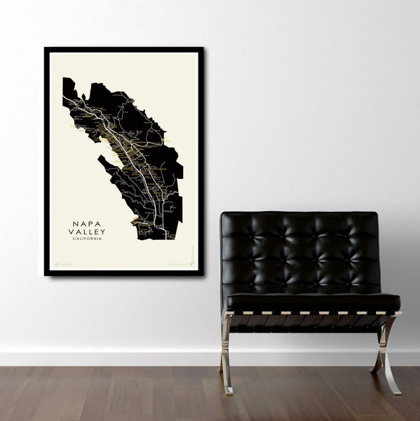 Napa Valley Wineries Minimalist Map - 13x19 16x24 or 24x36 Inches - Home Decor