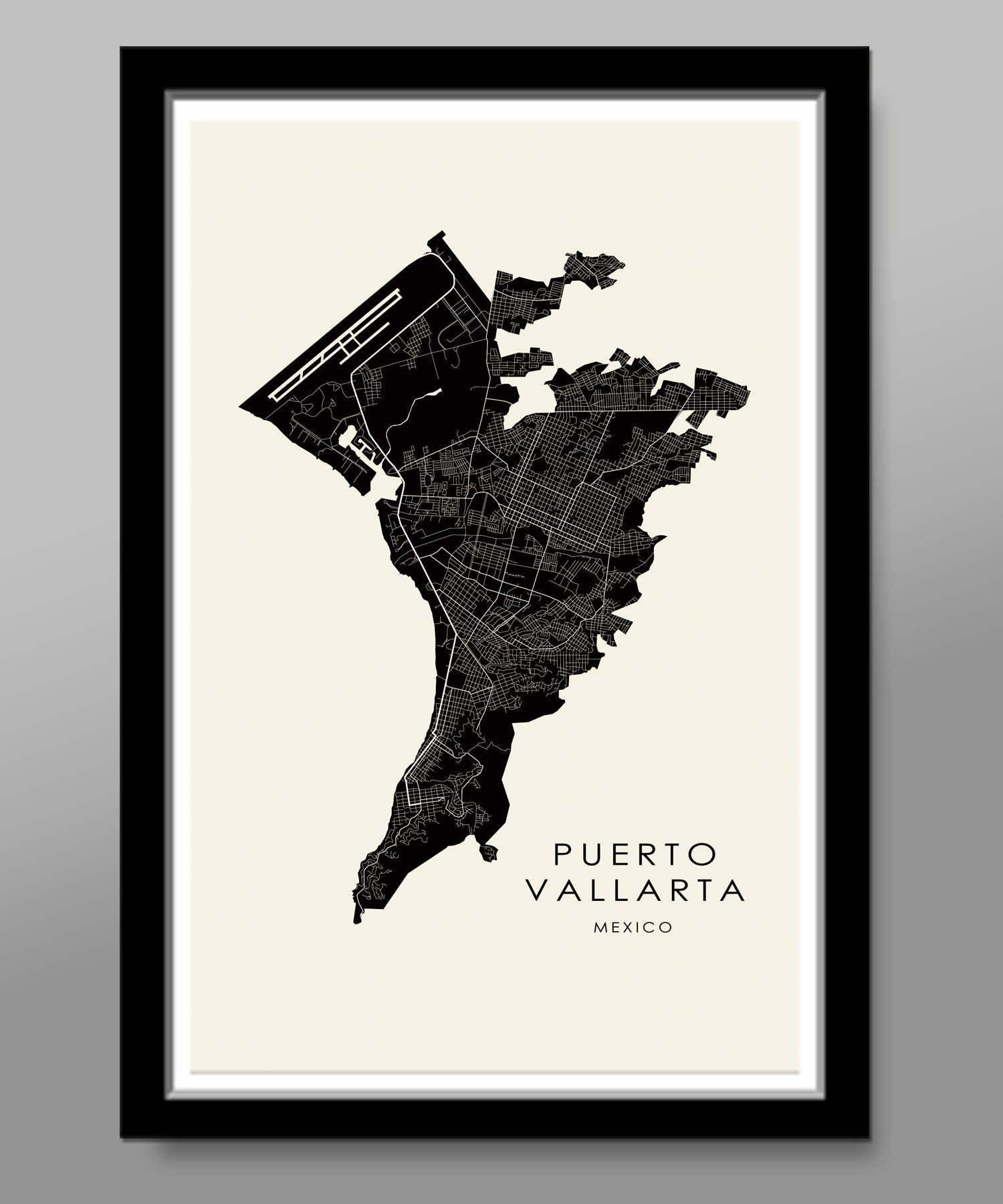 Puerto Vallarta Customizable Minimalist Map - Home Decor