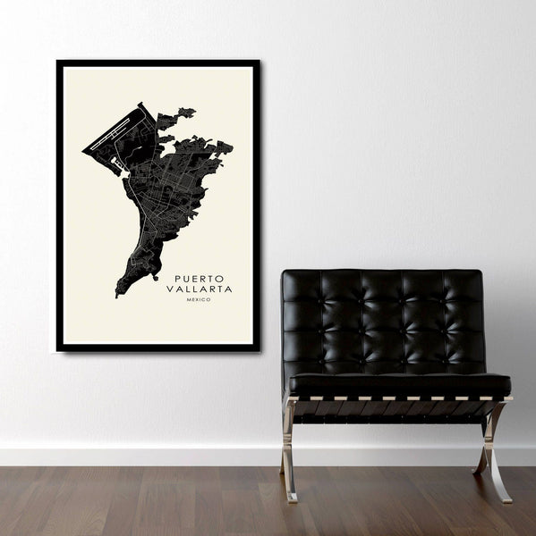 Puerto Vallarta Customizable Minimalist Map - Home Decor