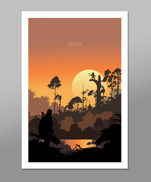 Predator Inspired Minimalist Sunset Movie Poster - Print 456 - Home Decor