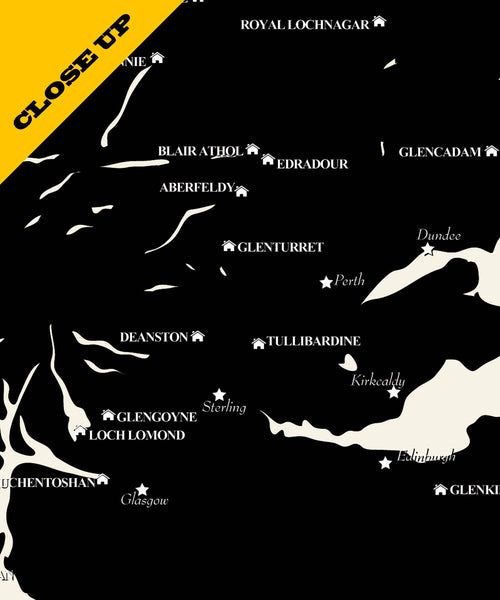 Scotland's Whiskey/Scotch Distilleries Minimalist Map - Home Decor