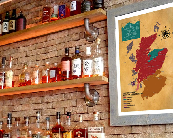 Classic Whiskey/Scotch Distilleries Map - Scotland Poster - Home Decor