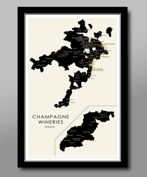 Champagne France Minimalist Map - 13x19 16x24 or 24x36 Poster - Home Decor