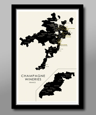 Champagne France Minimalist Map - 13x19 16x24 or 24x36 Poster - Home Decor