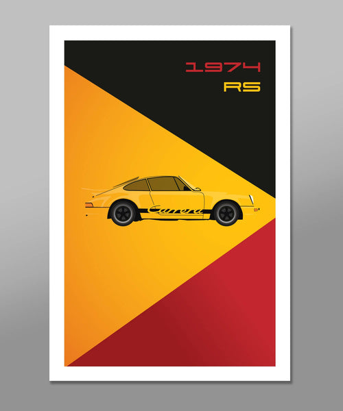 Porsche 1974 RS - 911 Tribute Poster - Print 471 - 13 X 19 or 24 X 36 - Home Decor