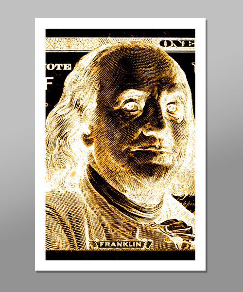 The Full Benjamin 100 Dollar Bill - Abstract Art - Gold Boss Version - Office Art // Home Decor