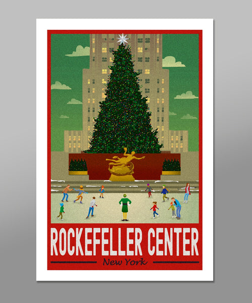 Christmas Elf in NY Inspired Rockefeller Center Poster - Home Decor
