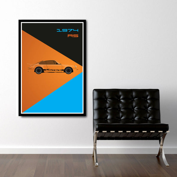 Porsche 1974 RS - 911 Tribute Poster - Print 471 - 13 X 19 or 24 X 36 - Home Decor