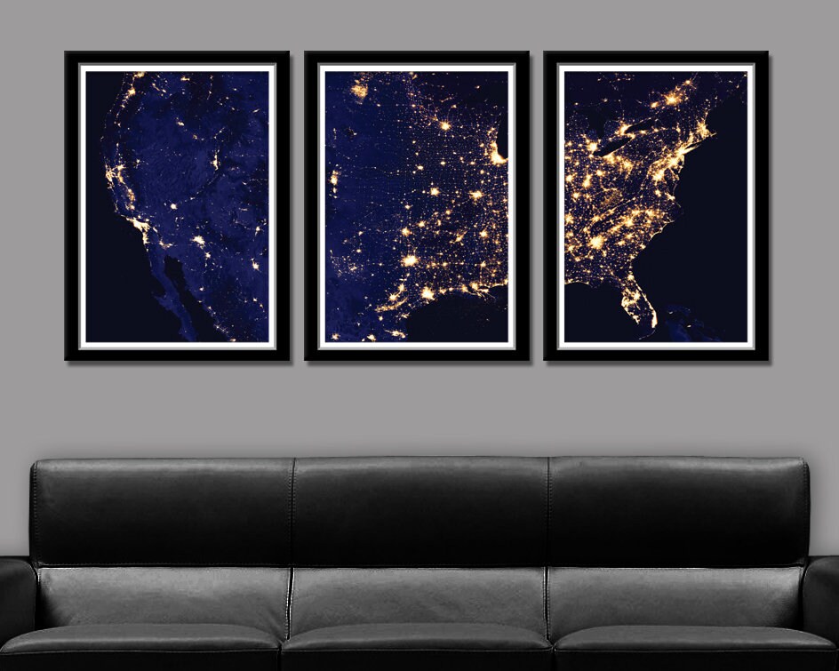 USA Satellite Photo at Night - HiRez 3 Series - Home Decor