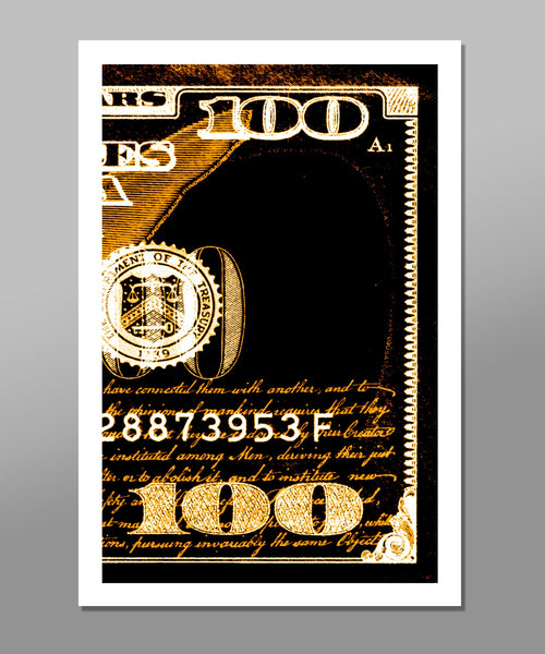 The Full Benjamin 100 Dollar Bill - Abstract Art - Gold Boss Version - Office Art // Home Decor