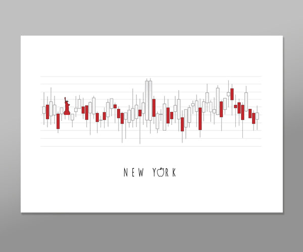 Minimalist New York City Stock Chart Poster - 13x19 16x24 or 24x36 Inches - Print 485 - Office Decor