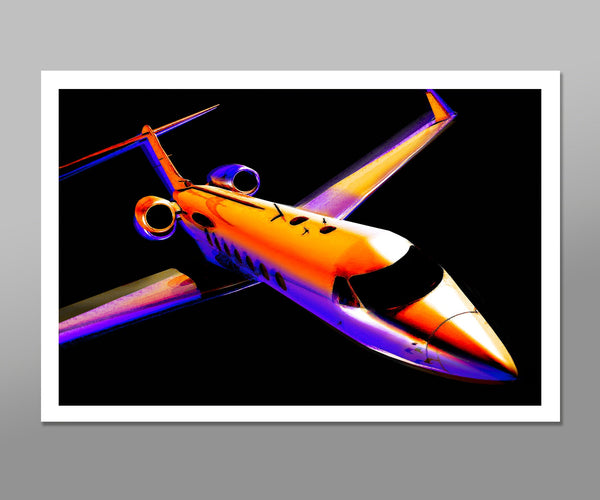Private Jet Gulfstream 550 - VIBRANT Collection - Pop Art  - 13x19 OR 24x36 Inches - Home / Office Decor