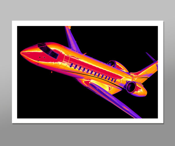 Private Jet Global Express - VIBRANT Collection - Pop Art  - 13x19 OR 24x36 Inches - Home / Office Decor