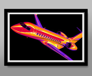 Private Jet Global Express - VIBRANT Collection - Pop Art  - 13x19 OR 24x36 Inches - Home / Office Decor