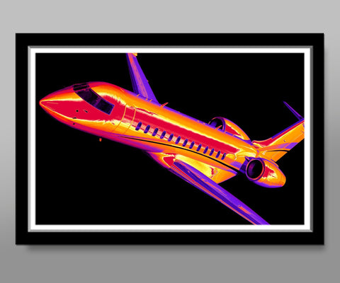 Private Jet Global Express - VIBRANT Collection - Pop Art  - 13x19 OR 24x36 Inches - Home / Office Decor
