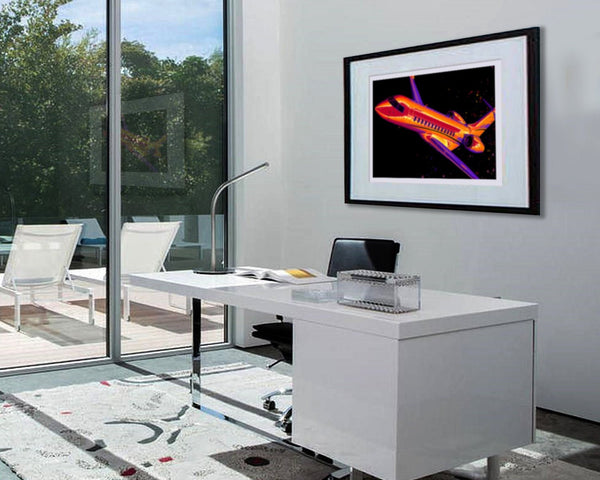 Private Jet Global Express - VIBRANT Collection - Pop Art  - 13x19 OR 24x36 Inches - Home / Office Decor