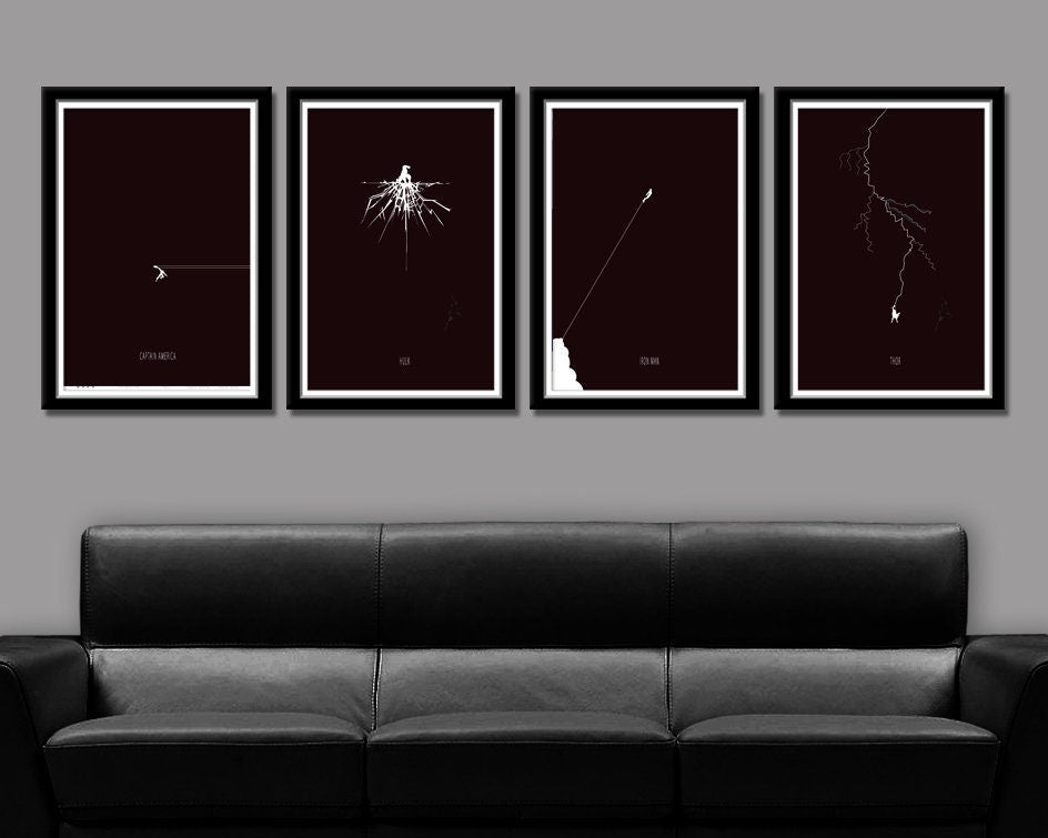 Avengers - Minimalist Poster Set - Black Collection- Print 286 - Home Decor