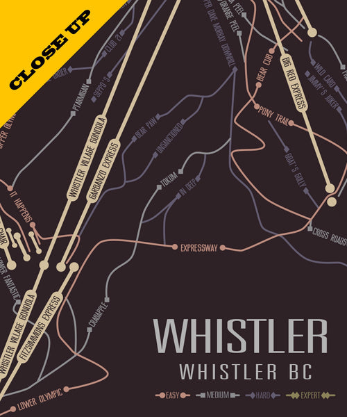 Whistler Blackcomb Minimalist Art - Ski Art - Home Decor - 13x19 or 24x36 Inch - Home Decor