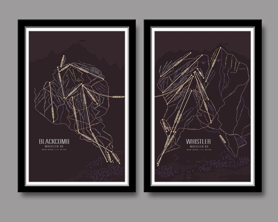 Whistler Blackcomb Minimalist Art - Ski Art - Home Decor - 13x19 or 24x36 Inch - Home Decor