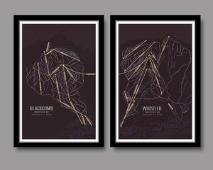 Whistler Blackcomb Minimalist Art - Ski Art - Home Decor - 13x19 or 24x36 Inch - Home Decor