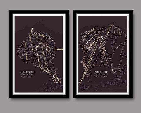 Whistler Blackcomb Minimalist Art - Ski Art - Home Decor - 13x19 or 24x36 Inch - Home Decor