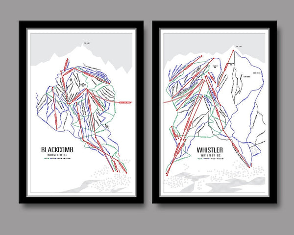 Whistler Blackcomb Minimalist Art - Ski Art - Home Decor - 13x19 or 24x36 Inch - Home Decor