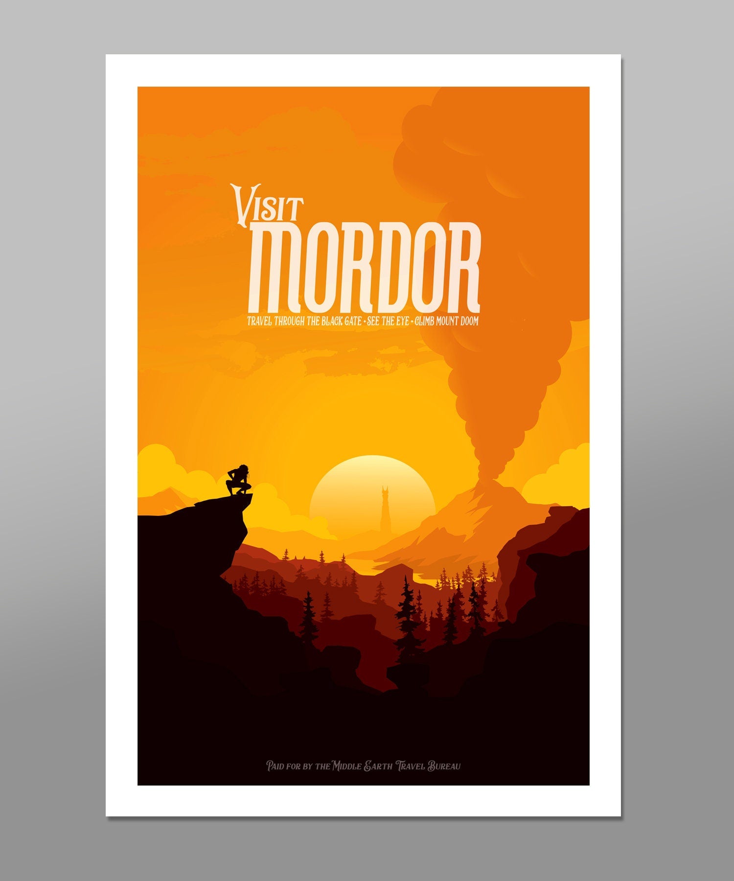 Mordor Travel Inspired - Lord of the Rings Sunset Poster - Print 483 - 13x19 16x24 or 24x36 Inch - Home Decor