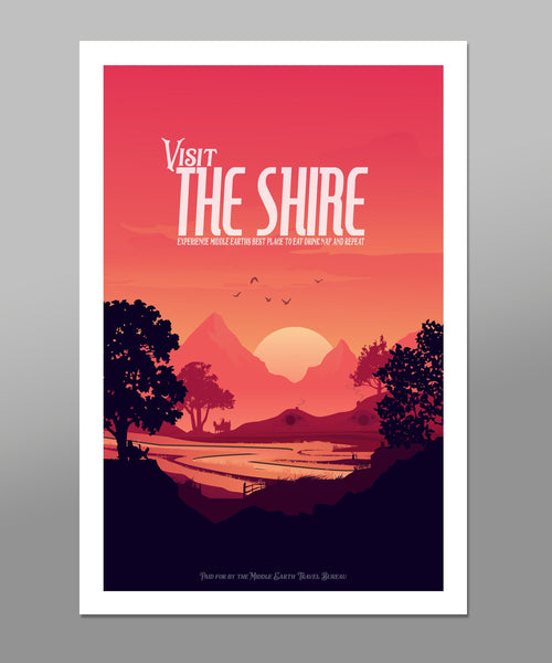 Shire Travel Inspired - Sunset Poster - Print 483 - 13x19 or 24x36 Inch - Home Decor