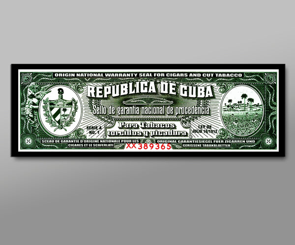 Cuban Cigar Official Seal of Authentication - 12x36 Inches - Home Decor