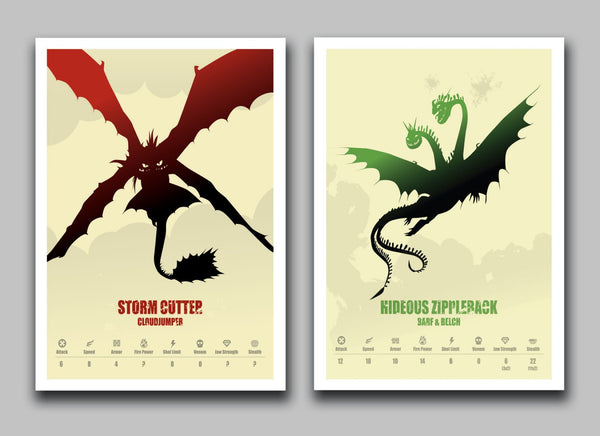 How To Train Your Dragon Minimalist Movie Poster Set - Delux Version - 6 Prints - Home Decor