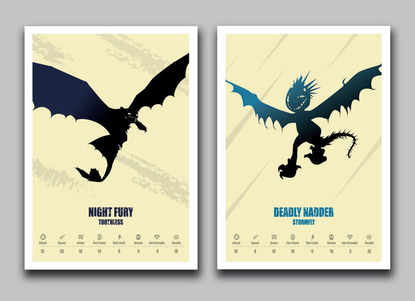 How To Train Your Dragon Minimalist Movie Poster Set - Delux Version - 6 Prints - Home Decor