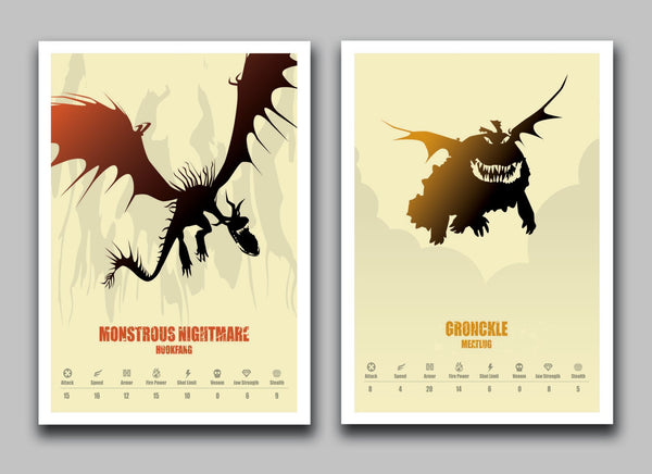 How To Train Your Dragon Minimalist Movie Poster Set - Delux Version - 6 Prints - Home Decor