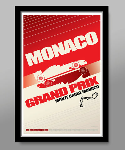 Vintage Monaco Grand Prix Race Inspired Minimalist Poster - Print 279 - Home Decor