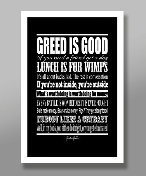 Wall Street Quotable Movie Poster - Print 320 - Home Decor