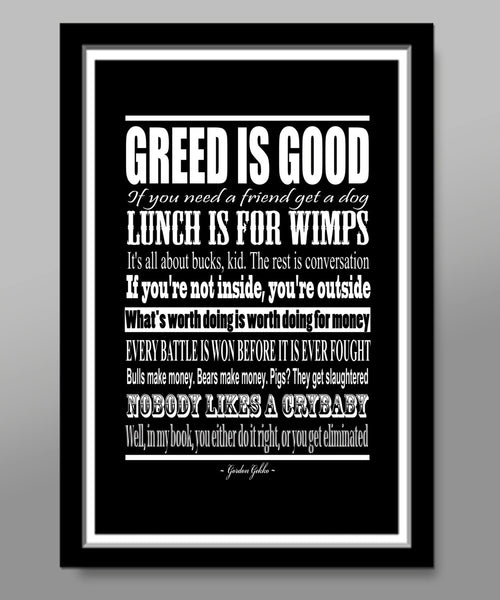 Wall Street Quotable Movie Poster - Print 320 - Home Decor