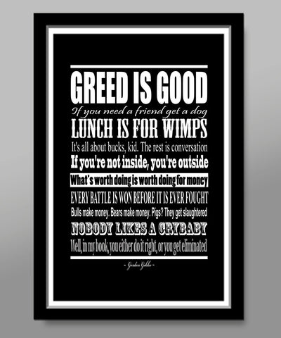 Wall Street Quotable Movie Poster - Print 320 - Home Decor