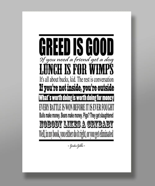 Wall Street Quotable Movie Poster - Print 320 - Home Decor