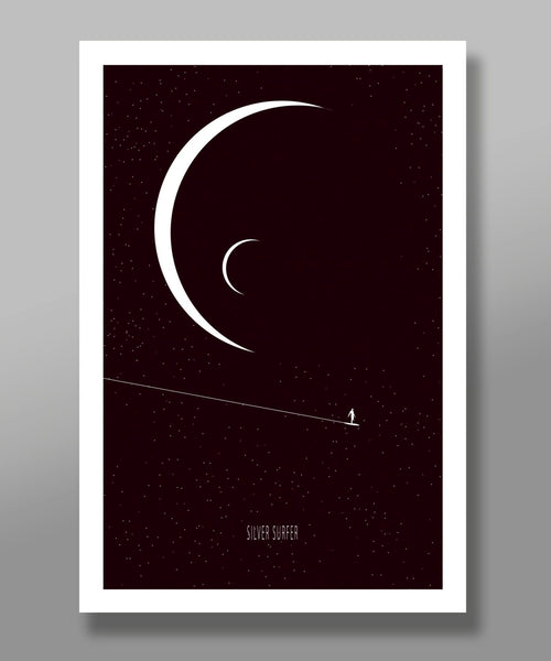 Silver Surfer Inspired Minimalist Poster - Black Collection - Print 286 - Home Decor
