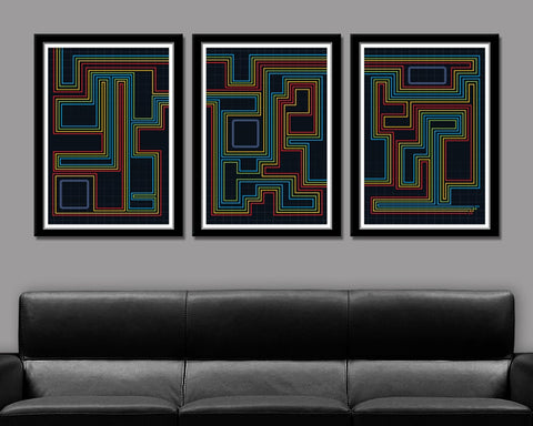 Tron - 80s Movie Computer Chip Inspired Minimalist Movie Poster Set - Print 329 - Home Decor