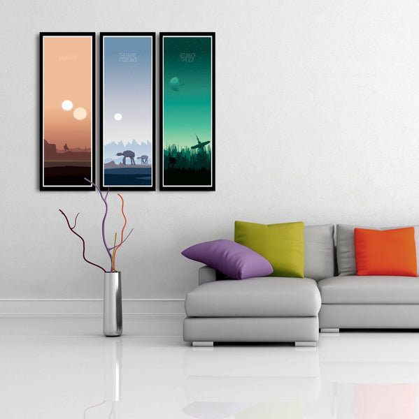 Force Inspired - Star Wars Minimalist Movie Poster Set - Sunset Collection//Long Series - 12 x 36 Inches - Print 333 - Home Decor