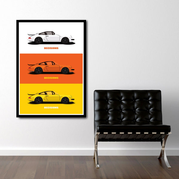 Air Cooled Inspired Porsche 911 Decisions Decisions Decisions - Colors Tribute - Poster 334 - Home Decor